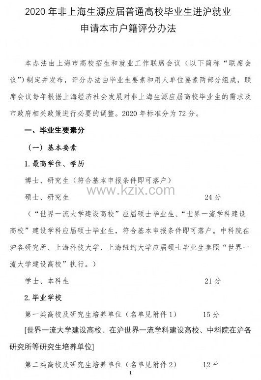 应届生落户上海政策