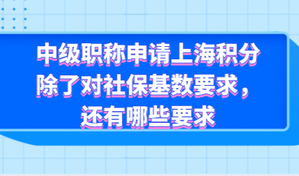 中级职称申请上海积分除了对社保基数要求，还有哪些要求