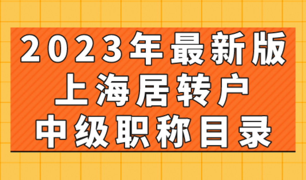 2023年最新版上海居转户中级职称目录（官方最新版）