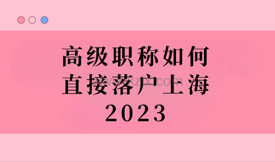 高级职称直接落户上海，2023年上海人才引进落户（附高级职称目录）