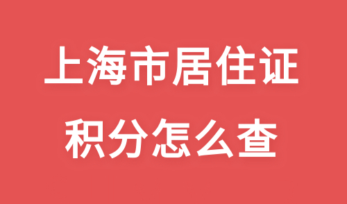 上海市居住证积分怎么查