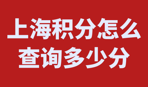 上海积分怎么查询多少分