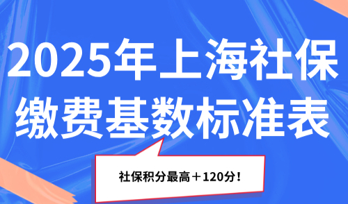 2025年上海社保缴费基数标准表，社保积分最高＋120分！