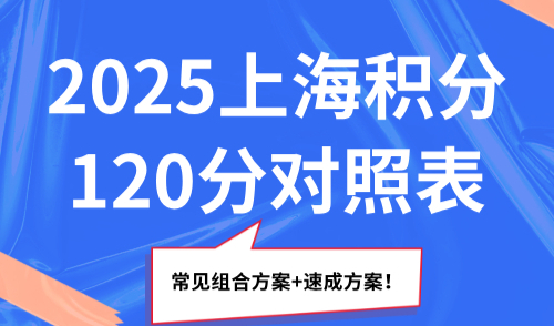 2025上海积分120分对照表！常见组合方案+速成方案！