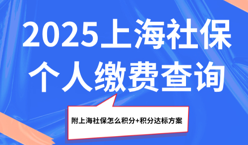 2025上海社保个人缴费查询，附上海社保怎么积分+积分达标方案！