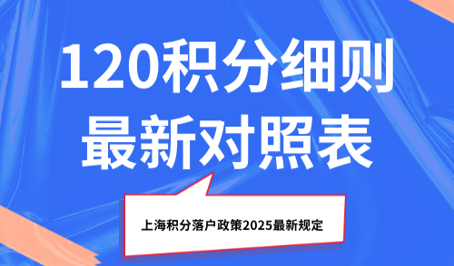 上海积分落户政策2025最新规定：120积分细则最新对照表！