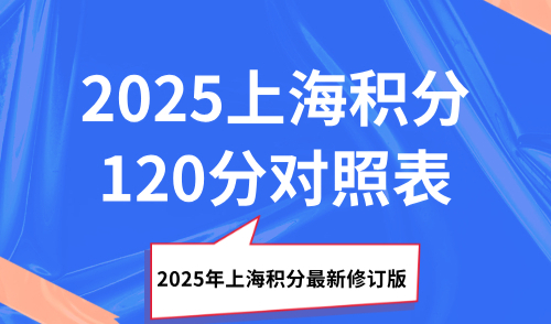 上海积分120分对照表！2025年上海积分最新修订版！