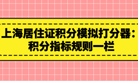 上海居住证积分模拟打分器：积分指标规则一栏