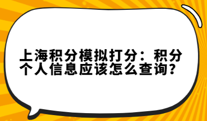上海积分模拟打分：积分个人信息应该怎么查询？